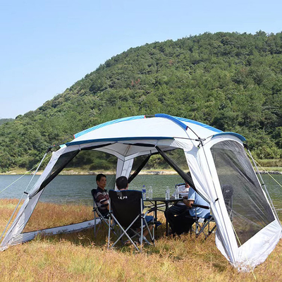 طلاء فضي 210D خيام تخييم متعددة الغرف W / P 2000mm 6 Man Waterproof Tent