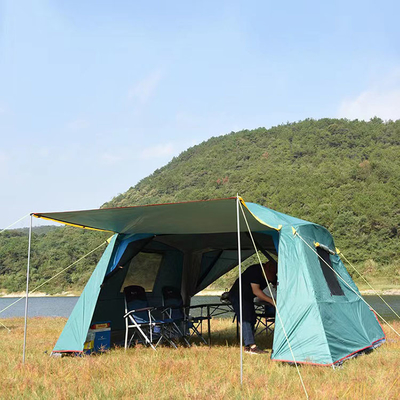 طلاء فضي 210D خيام تخييم متعددة الغرف W / P 2000mm 6 Man Waterproof Tent